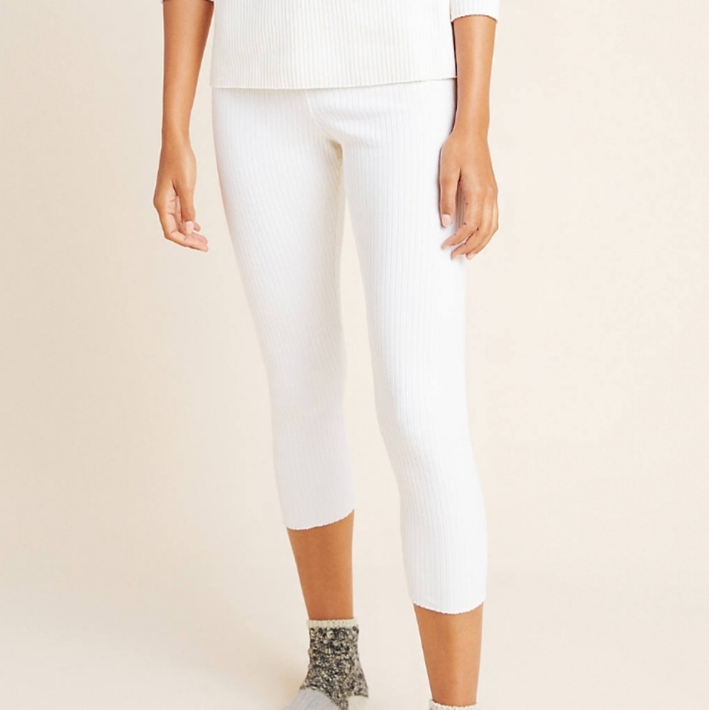 Stateside Ivory Ribbed Leggings from Anthropologie, Sz S